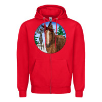Red Horse Christmas Zipper Hoodie - RanaPortraitStore