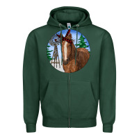 Sports Green Horse Christmas Zipper Hoodie - RanaPortraitStore