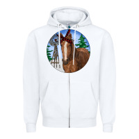 White Horse Christmas Zipper Hoodie - RanaPortraitStore