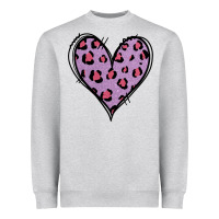 Heather Grey Glitter Purple Leopard Heart Heavyweight Sweatshirt - Jasminsmagicworld