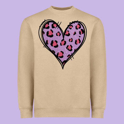 Glitter Purple Leopard Heart Heavyweight Sweatshirt Designed By Jasminsmagicworld