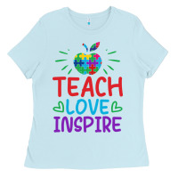 Baby Blue teach love inspire Ladies Tee - CowhideDigitalArt