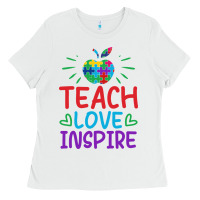 White teach love inspire Ladies Tee - CowhideDigitalArt