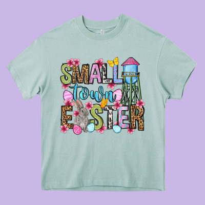 Easter Day Small Town Easter Heavy Core Tee Designed By Oliviacreatesart