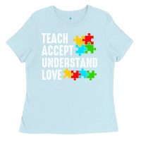 Baby Blue Teach Accept Understand Love Ladies Tee - CowhideDigitalArt