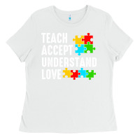 White Teach Accept Understand Love Ladies Tee - CowhideDigitalArt