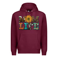 Burgundy western cowhide leopard turquoise  leather aztec sunflower mom Premium Hoodie - Artiststas