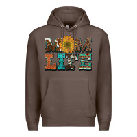 Coffee western cowhide leopard turquoise  leather aztec sunflower mom Premium Hoodie - Artiststas