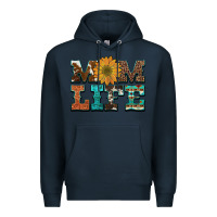 Navy western cowhide leopard turquoise  leather aztec sunflower mom Premium Hoodie - Artiststas