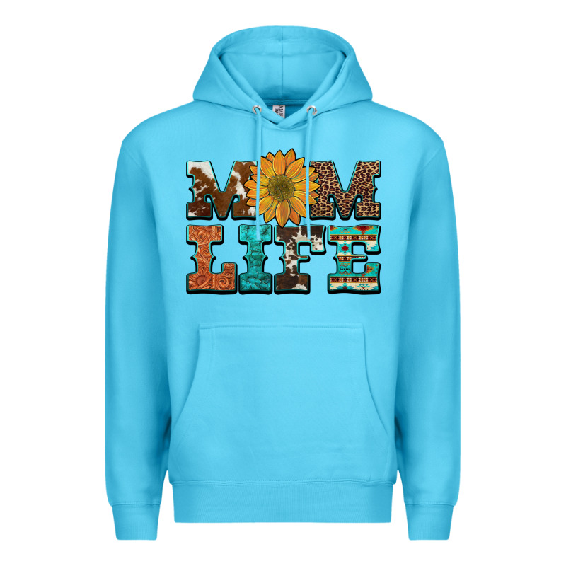 Western Cowhide Leopard Turquoise  Leather Aztec Sunflower Mom Premium Hoodie by Artiststas | Teevron