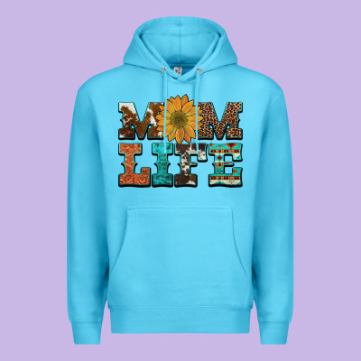 Western Cowhide Leopard Turquoise  Leather Aztec Sunflower Mom Premium Hoodie Designed By Artiststas