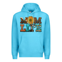 Ocean Blue western cowhide leopard turquoise  leather aztec sunflower mom Premium Hoodie - Artiststas