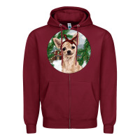 Burgundy Chihuahua And Farm Zipper Hoodie - RanaPortraitStore