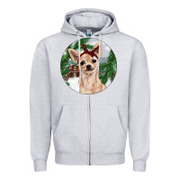 Heather Grey Chihuahua And Farm Zipper Hoodie - RanaPortraitStore