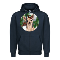 Navy Chihuahua And Farm Zipper Hoodie - RanaPortraitStore