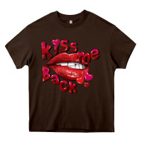 Chocolate Brown Kiss me back Valentine's Day Heavy Core Tee - FaDigitalArtStudio