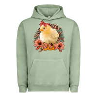 Pigment Oil Green Chick With Flowers Feopard Urban Hoodie - Jasminsmagicworld