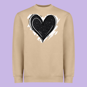 Black Glitter Heart Heavyweight Sweatshirt Designed By Jasminsmagicworld