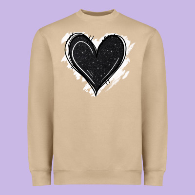 Black Glitter Heart Heavyweight Sweatshirt Designed By Jasminsmagicworld