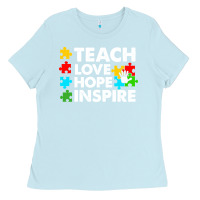 Baby Blue Teach Love Hope Inspire Ladies Tee - CowhideDigitalArt