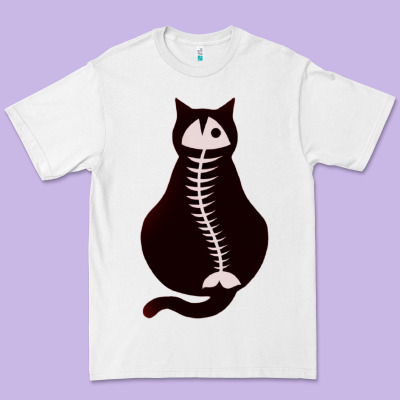 Cat With Fish Bone Premium Tee Designed By Artisfamous