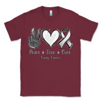 Burgundy Peace Love Cure Lung Cancer Classic Tee - Jasminsmagicworld