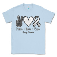 Dusty Blue Peace Love Cure Lung Cancer Classic Tee - Jasminsmagicworld
