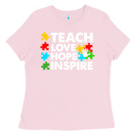 Bubblegum Pink Teach Love Hope Inspire Ladies Tee - CowhideDigitalArt