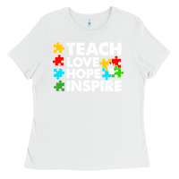 White Teach Love Hope Inspire Ladies Tee - CowhideDigitalArt