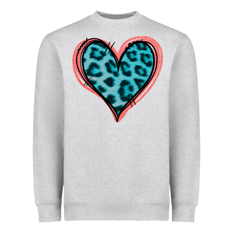 Blue Leopard Heart Heavyweight Sweatshirt by Jasminsmagicworld | Teevron