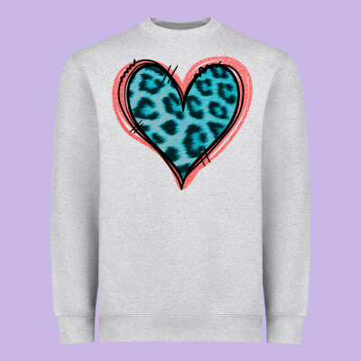 Blue Leopard Heart Heavyweight Sweatshirt Designed By Jasminsmagicworld