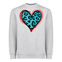 Heather Grey Blue Leopard Heart Heavyweight Sweatshirt - Jasminsmagicworld