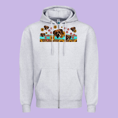Western Boxer Dogs Zipper Hoodie Designed By Jasminsmagicworld