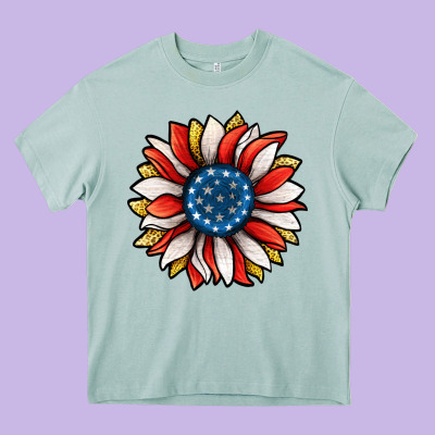 Patriotic Sunflower Heavy Core Tee Designed By Jasminsmagicworld