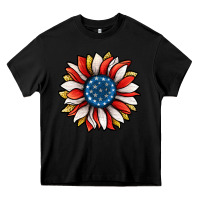 Black Patriotic Sunflower Heavy Core Tee - Jasminsmagicworld