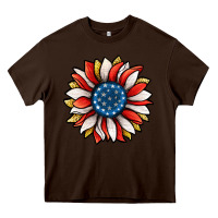 Chocolate Brown Patriotic Sunflower Heavy Core Tee - Jasminsmagicworld