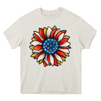Cream Patriotic Sunflower Heavy Core Tee - Jasminsmagicworld