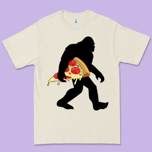 Bigfoot Carrying Pizza Premium Tee Designed By Artisfamous