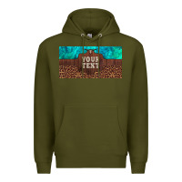 Army Green preview custom name turquoise stone leopard bull skull license plate Premium Hoodie - Artiststas
