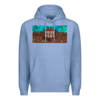 Colony Blue preview custom name turquoise stone leopard bull skull license plate Premium Hoodie - Artiststas