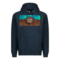 Navy preview custom name turquoise stone leopard bull skull license plate Premium Hoodie - Artiststas