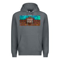 Rock preview custom name turquoise stone leopard bull skull license plate Premium Hoodie - Artiststas