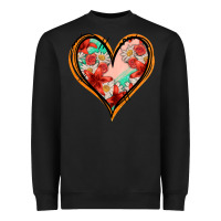 Black floral orange glitter heart Heavyweight Sweatshirt - Jasminsmagicworld