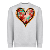 Heather Grey floral orange glitter heart Heavyweight Sweatshirt - Jasminsmagicworld