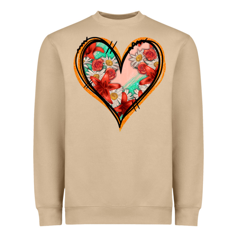 Floral Orange Glitter Heart Heavyweight Sweatshirt by Jasminsmagicworld | Teevron
