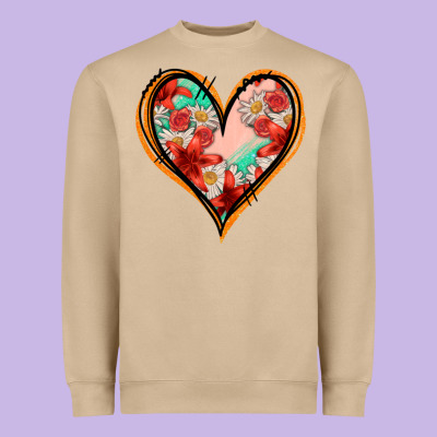 Floral Orange Glitter Heart Heavyweight Sweatshirt Designed By Jasminsmagicworld