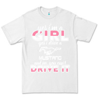White mustang i m a girl who drives a mustang Premium Tee - artisFamous