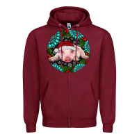 Burgundy Baby Pig Christmas Zipper Hoodie - RanaPortraitStore
