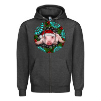 Charcoal Heather Baby Pig Christmas Zipper Hoodie - RanaPortraitStore
