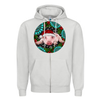 Dove Grey Baby Pig Christmas Zipper Hoodie - RanaPortraitStore